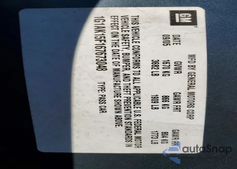 2006 Chevrolet Cobalt Ls from USA, damaged, VIN 1G1AK15F167673048